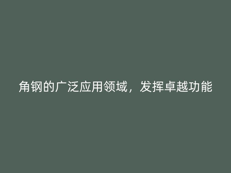 角鋼的廣泛應(yīng)用領(lǐng)域，發(fā)揮卓越功能