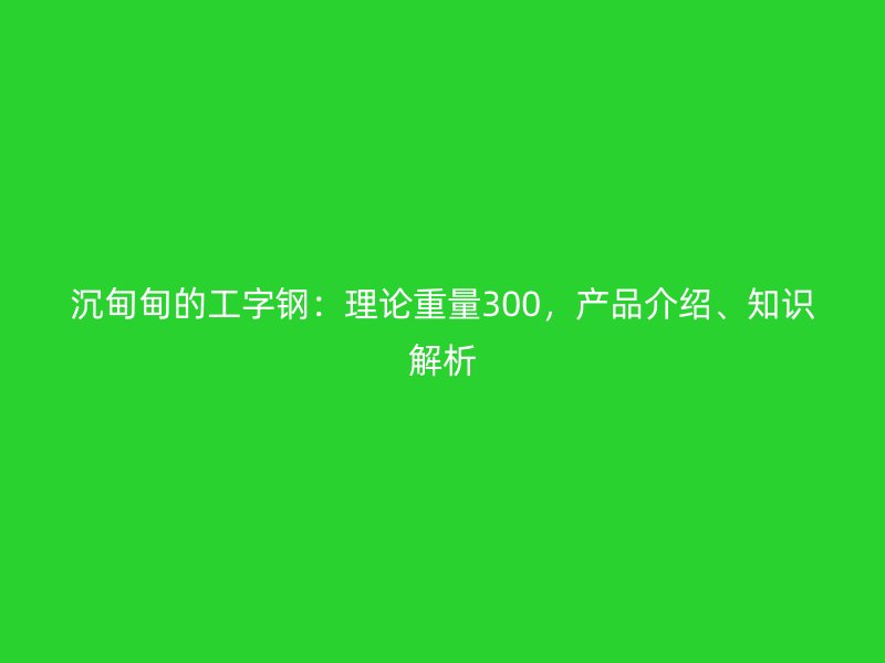 沉甸甸的工字鋼：理論重量300，產品介紹、知識解析