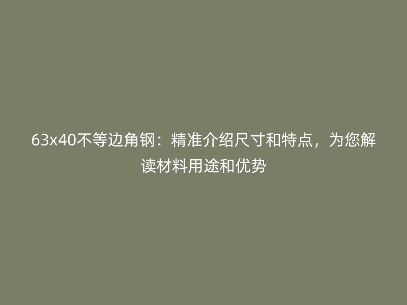 63x40不等邊角鋼：精準介紹尺寸和特點，為您解讀材料用途和優(yōu)勢