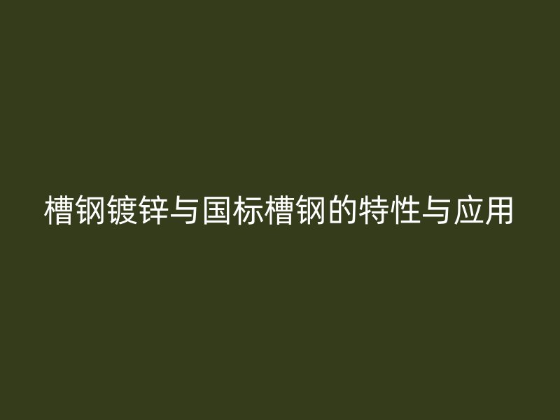 槽鋼鍍鋅與國標(biāo)槽鋼的特性與應(yīng)用