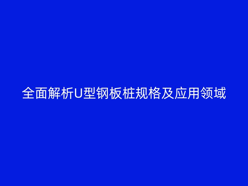 全面解析U型鋼板樁規(guī)格及應(yīng)用領(lǐng)域