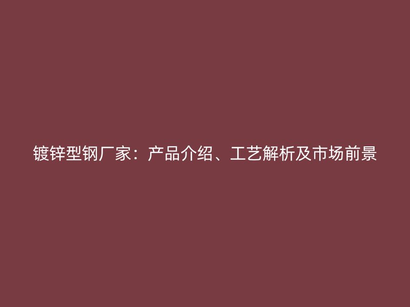 鍍鋅型鋼廠家：產(chǎn)品介紹、工藝解析及市場前景