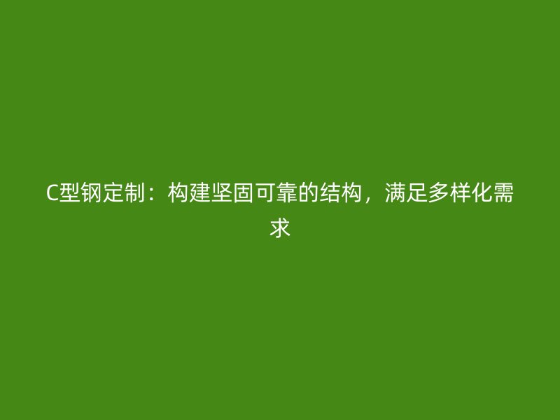 C型鋼定制：構(gòu)建堅固可靠的結(jié)構(gòu)，滿足多樣化需求