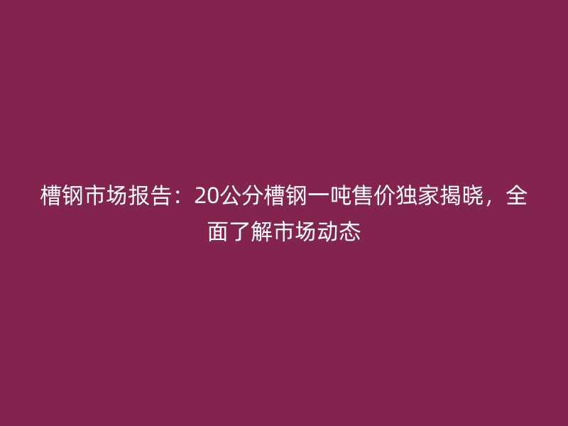 槽鋼市場報告：20公分槽鋼一噸售價獨家揭曉，全面了解市場動態(tài)